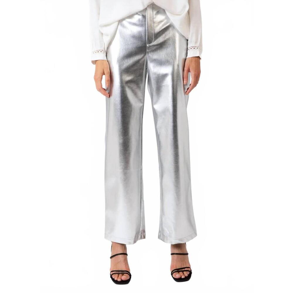 NEW AN'GE a pitty faux leather pants in silver